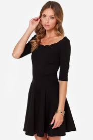 Tip The Scallops Black Scalloped Skater Dress Black Pleated Dress Backless Mini Dress Mini Black Dress