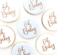 Nina Marie Sweet Designs Baby Shower Baby Boy Custom Cookies Biscuits Decorate Baby Shower Cookies Neutral Baby Shower Biscuits Rose Gold Baby Shower