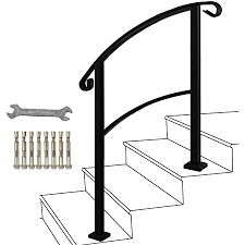 Perhaps we would be better served by a more modern look vertical railing,. Instantrail 4 Step Adjustable Handrail Black Amazon Com
