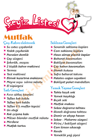 En Kapsamli Ceyiz Listesi Resimli Gelin Ceyiz Seti Tam Liste 2020 Dugun Tabelalari Dugun Muzigi Mutlu Evlilik