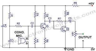 Condenser Mike Pre Amplifier Circuit Mic Microphone Diagram Circuit Diagram Amplifier Electronics Circuit