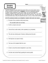 Worksheet Metaphor Meanings Figurative Language Worksheet Figurative Language Language Worksheets