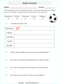 goals scored tally chart printable grade 2 math worksheet