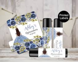 Baby Blue Floral Silver Lip Balm Labels Printable EDITABLE TEMPLATE 4g Lip  Gloss Quinceañera Birthday Sticker Favors INSTANT Download, QC18