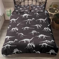 This set includes one comforter, one fitted sheet, one flat sheet, one pillowcase. Dinosaur Fossil Skeleton Bedding Set 3d Duvet Cover Set 2 3pcs Black Bedding Sets Bedroom Decor 3 Piece Without Bed Sheet And Comforter Au Eu Uk Us Single Twin Double Full Queen King Size Wish