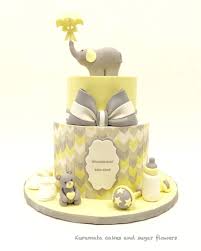 Elegant Yellow And Gray Baby Shower Cake Baby Shower Cakes Cake Grey Baby Shower