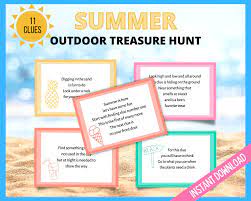 Summer Treasure Hunt Clues Outdoor Treasure Hunt Clues - Etsy