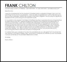 Including a referral in your cover letter the key to a successful referral cover letter is impressing the hiring manager from the start. Assistant Controller Cover Letter Sample Cover Letter Templates Examples