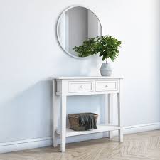 A twist on the traditional console style, it comes with a crafted from solid oak, this is a narrow table ideally suited for the contemporary living space, and guaranteed to complement a nordic styled interior. Narrow Console Table With Drawers In White Elms Furniture123