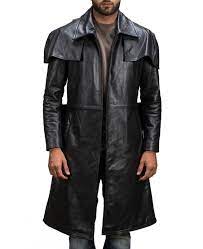 Army Black Leather Duster Coat Jackets Maker Leather Jacket Men Mens Black Leather Leather