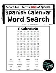 Spanish Calendar Word Search Calendar Word Word Recognition How To Speak Spanish
