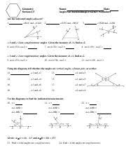 Geo 1 5 Ca Pdf 1 5 Angle Pairs Name Corrective Assignment Date Name The Relationship Complementary Linear Pair Supplementary Vertical Or Adjacent 1 2 Course Hero