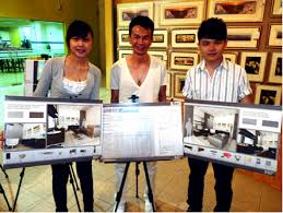 Edificio universitario de filosofía y letras, centro de estudiantes y aula universitaria. Malaysian Institute Of Art Mia First Prize Winners Low Poh Shi Left Teng Chee Hong Left And Their Lecturer Mr Daniel Middle Posing With Their Winning Entries For The Creative Home Interior