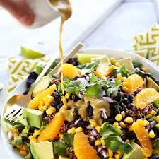 Mexican Quinoa Salad With Orange Lime Dressing Recipe Yummly Recipe Mexican Quinoa Salad Vegetarian Recipes Clean Eating Recipes
