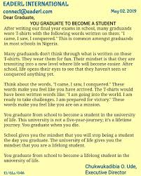 Dear Graduate Do You Know That You Graduate From School To Become A Student Again This Uploaded Letter Explains Student How To Become Words