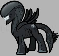 You draw a giant arc for the shoulder. How To Draw An Alien Pony Xenomorph Pony Step By Step Drawing Guide By Dawn Dragoart Com