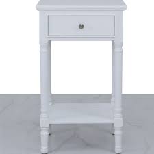 Brushed white medium square wood coffee table with drawers. Delta White 1 Drawer Side Table White Wooden Side Table