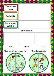 days of the week and weather chart school classroom