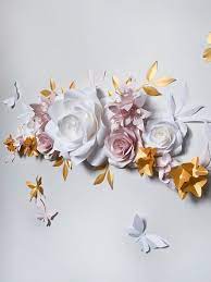 To make the wire look like a stem and to secure the base of the. Set Of White Blush And Gold Paper Flowers For Nursery Paper Flowers Wall Decor Nursery W Bi
