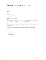 Explain your intention to resign along with a brief explanation of your reasons for leaving. Resignation Letter Sample 1