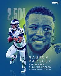 Saquon Barkley has a once in a lifetime opportunity breaking the ALL TIME  NFL RUSHING RECORD. That stood for 40 years!! As a fan I would love for  that record to be