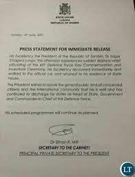 Check spelling or type a new query. Zambia President Edgar Lungu Collapses After Sudden Dizziness At Defence Day Event Africaexplained