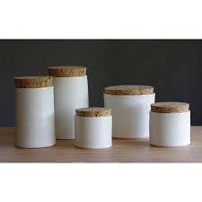 By american atelier (3) round distressed white galvanized metal textured canisters with wood lid (set of 3): Set Of 5 Porcelain Containers White Porcelain By Vitrifiedstudio Ceramic Kitchen Canister Sets Ceramic Kitchen Canisters Porcelain Container
