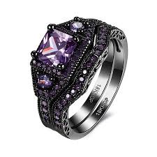 Black And Purple Wedding Ring Set Jewelry Black Gold Ring Black Ring Set Gorgeous Wedding Ring Sets