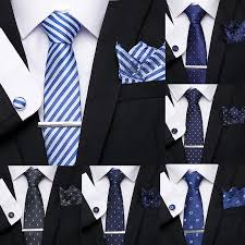 Black tie and the dress code requires a white dress shirt with a detachable wing collar, a white waistcoat, a white bow tie appropriate accessories for white tie attire include white gloves, a white pocket square, a black. Wedding Men S Ties Geometric Blue Stripe 7 5cm 100 Silk Necktie Luxury Formal Dress Accessories Casual Cravat Mens Classic Tie Men S Ties Handkerchiefs Aliexpress