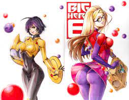 Honey Lemon & Go Go Tomago (from Big Hero 6) Sketch Cover by Ro Yoshimiya,  in A I's Sketch Covers (Disney Project) Comic Art Gallery Room