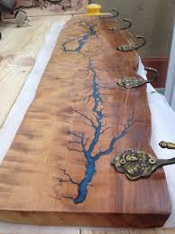 Sold Live Edge Pear Wood Table With Glow In The Dark Etsy Wood Resin Table Resin Furniture Epoxy Resin Wood