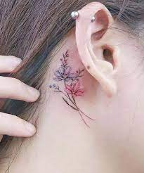 Nice Friend Tattoos Gracefull Flower Tattoos Behind The Ear For Girls Pastel Tattoo Beautiful Flower Tattoos Friend Tattoos