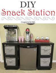 Diy Snack Station Inexpensive Desk Transformed Into A Fun Snack Station For Your Family Room Game Room Or Thea Game Room Family Diy Snack Station Diy Snacks