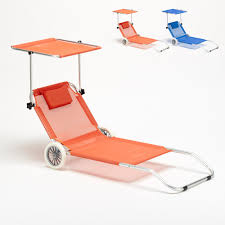 Lit De Plage Transat Bain De Soleil En Aluminium Pliant Avec Roues