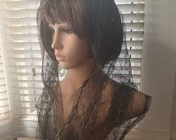 Negro oro diamante diseño tul encaje infinito velo mantilla cabeza cubierta  chal/cubierta de brazo