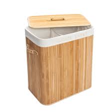 Double compartments, lids, interior cotton. Zimtown Folding Bamboo Laundry Basket Clothes Hamper Storage With Lid And Two Sections For Lights Darks Laundry Hamper Walmart Com Walmart Com