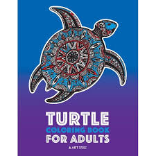 Hand drawn sea turtle mascot for adult coloring. Turtle Coloring Book For Adults Stress Relieving Adult Coloring Book For Men Women Teenagers Older