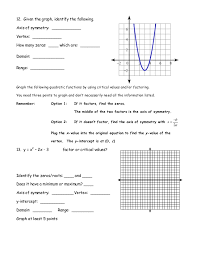 First, they determine the equation of the axis of. Review Solving Quadratics By Graphing