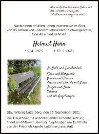 Traueranzeigen von Helmut Horn