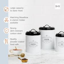 Sold individually or as a set of 6. Provence Farmhouse Kitchen Canister Set Of 3 Sugar Coffee Tea Baie Maison