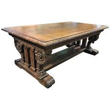 Antique American Carved Oak Library Or Trestle Table Circa 1900 Antique Table Table Trestle Table