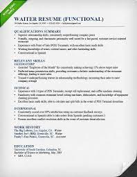 Waiter Functional Resume Example Resume Skills Server Resume Resume Examples