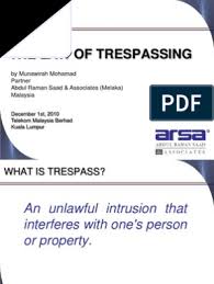 Munawirah binti mohamad, mahdi bin baharom, shamsul akmal b. The Law Of Trespassing Trespass Landlord