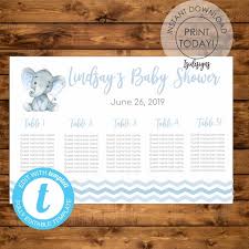 Editable 24x36 Baby Shower Seating Chart Instant Download