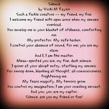 Rhymes And Times Remembered Silence A Poem By Vicki M Taylor Poems About Life Poems Healing Words