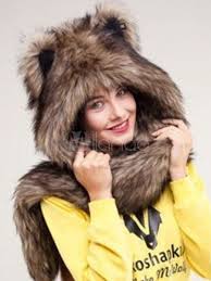 Winter Faux Fur Hats Animal Ears Hood Paws Fluffy Mitten Scarfs Winter Faux Fur Hat Faux Fur Hat Fur Hat
