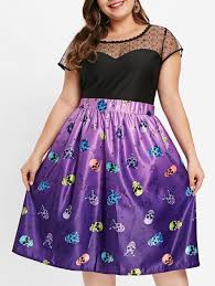 plus size skull print halloween dress