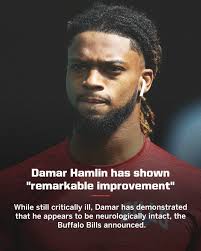 Damar Hamlin has "shown remarkable improvement over the past 24 hours,"  according to physicians at the University of Cincinnati Medical Center. His  lungs continue to heal and he is making steady progress.