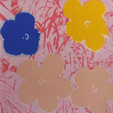 34 x 25 cm reference: Andy Warhol Flowers Sunday B Morning Light Blue For Sale I Artedio