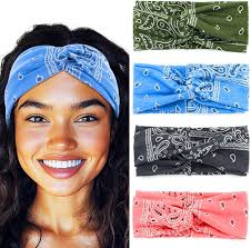 Urieo Lot de 4 bandeaux bohèmes extensibles à imprimé cachemire croisé pour  femmes et filles (C) : Amazon.ca: Beauté